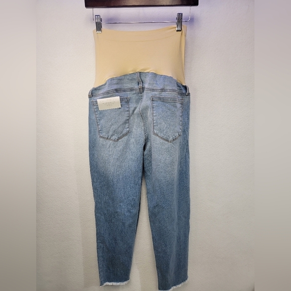 a:glow Maternity Girlfriend Capri Crop Denim Jeans Womens Size Large - Picture 4 of 11
